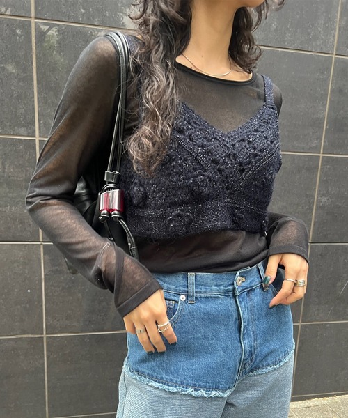Ameri（アメリ） tシャツ FLOWER MOTIF MOHAIR KNIT BISTIER