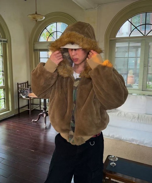 FreeZone ブルゾン アウター 2WAYフェイクファー×カモフラブルゾン