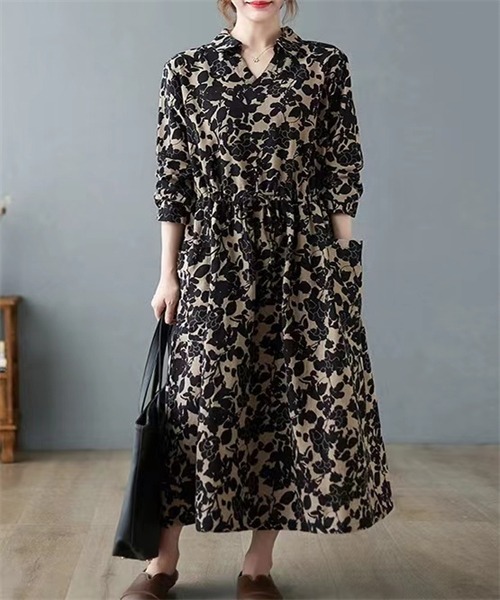 「Dream garden」 長袖ワンピース X-LARGE パープル レディース_画像4