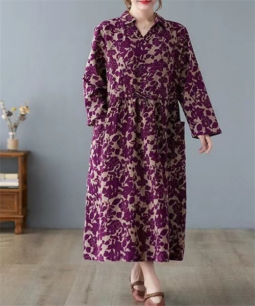 「Dream garden」 長袖ワンピース X-LARGE パープル レディース_画像8