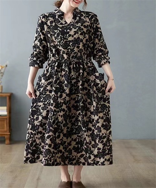 「Dream garden」 長袖ワンピース X-LARGE パープル レディース_画像9