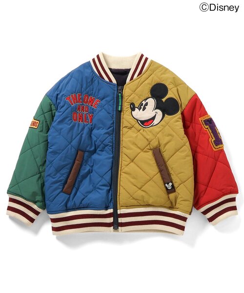 新品80-140 ミッキー/ワッペンキルティングジャケット　ディズニー Disney（ディズニー） ダウン アウター ディズニーキャラクター