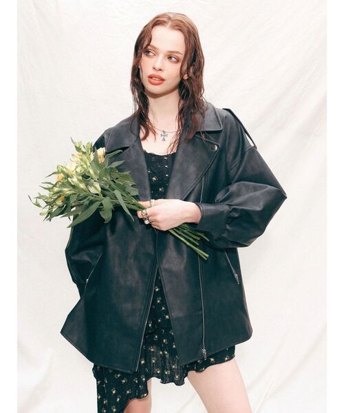 evris ルーズフィットライダース新品未使用 EVRIS（エヴリス） レザージャケット ライダース オーバーサイズ