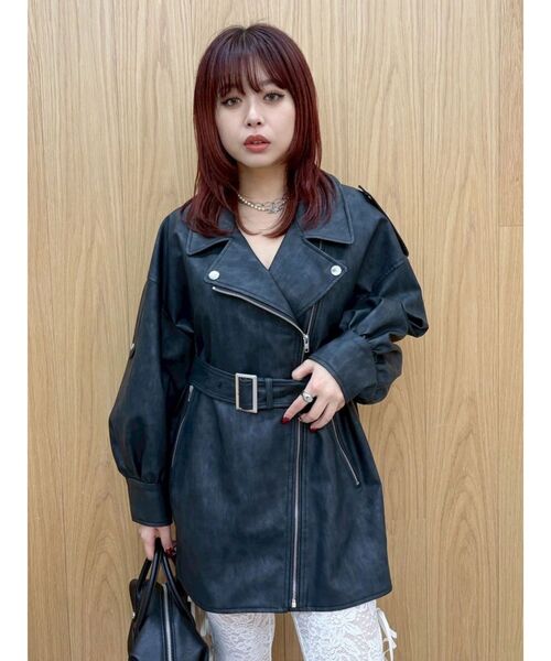 EVRIS（エヴリス） レザージャケット ライダース オーバーサイズ