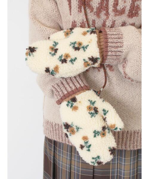 Samansa Mos2（サマンサモスモス） 手袋 ボア花柄ミトン レディース