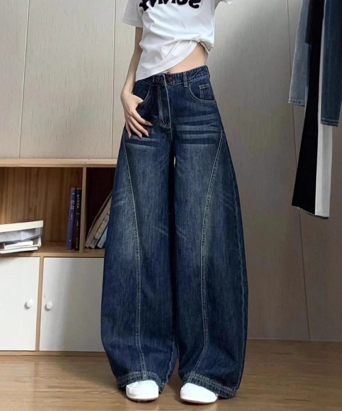  ワイドレッグデニムパンツ 28 ワイドパンツ ジーンズ デニム デニムパンツ ワイドレッグデニム