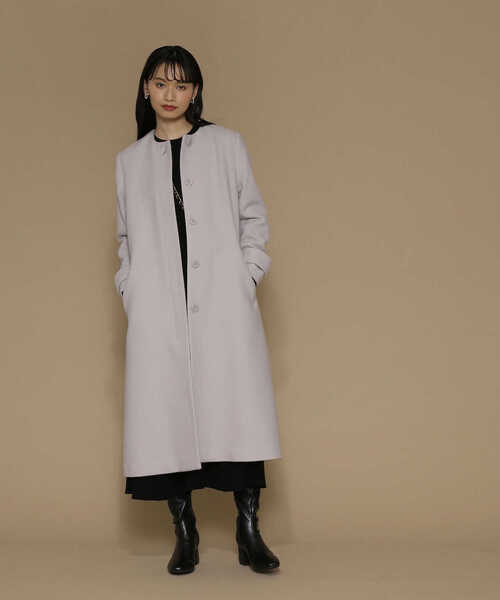 「NATURAL BEAUTY BASIC」 ノーカラーコート MEDIUM ベージュ レディース_画像3
