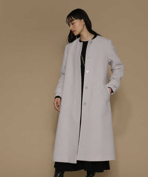 「NATURAL BEAUTY BASIC」 ノーカラーコート MEDIUM ベージュ レディース_画像4