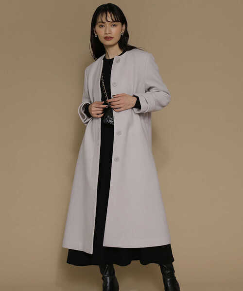 「NATURAL BEAUTY BASIC」 ノーカラーコート MEDIUM ベージュ レディース_画像6