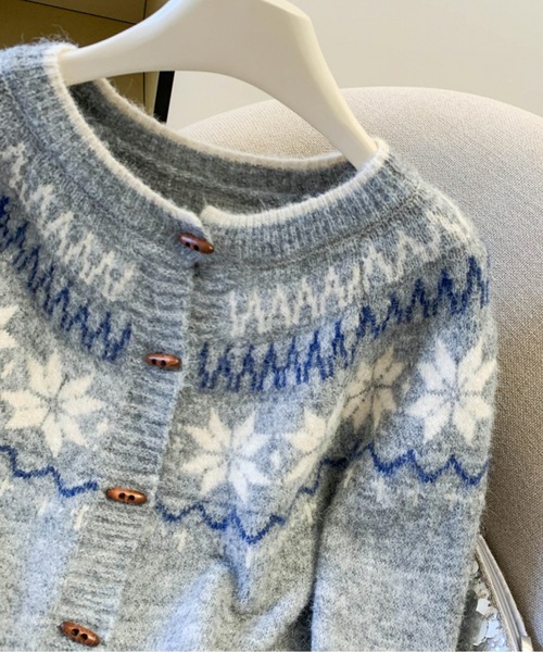 [値下げ][ ] ノルディック柄 ニットカーディガン カーディガン ノルディック柄ニットカーディガン レディース