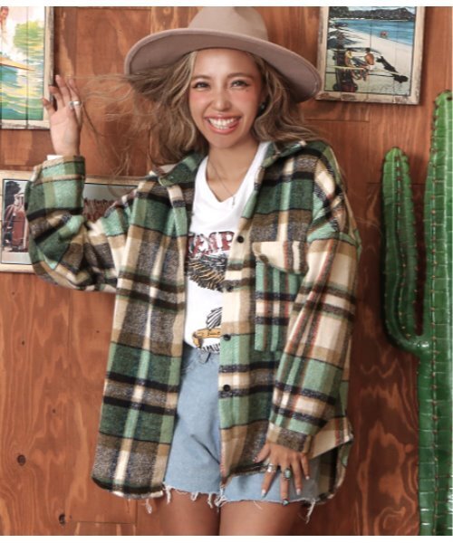 「anap mimpi」 長袖ネルシャツ FREE ネイビー レディース_画像2