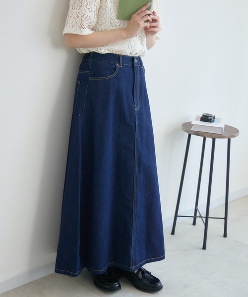 RU.TI.LE デニムスカート 「RU.TI.LE」バックプリーツデニムロング
