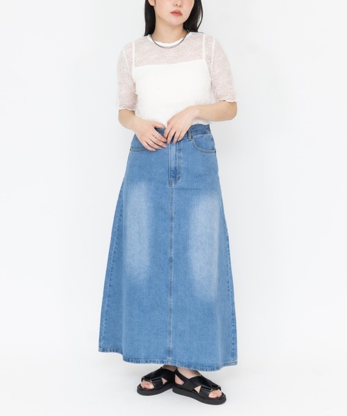 RU.TI.LE デニムスカート 「RU.TI.LE」バックプリーツデニムロング