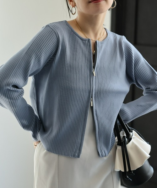 「ap retro」 ニットカーディガン FREE チャコールグレー レディース_画像2