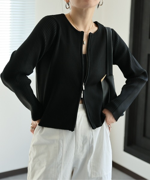 「ap retro」 ニットカーディガン FREE チャコールグレー レディース_画像4