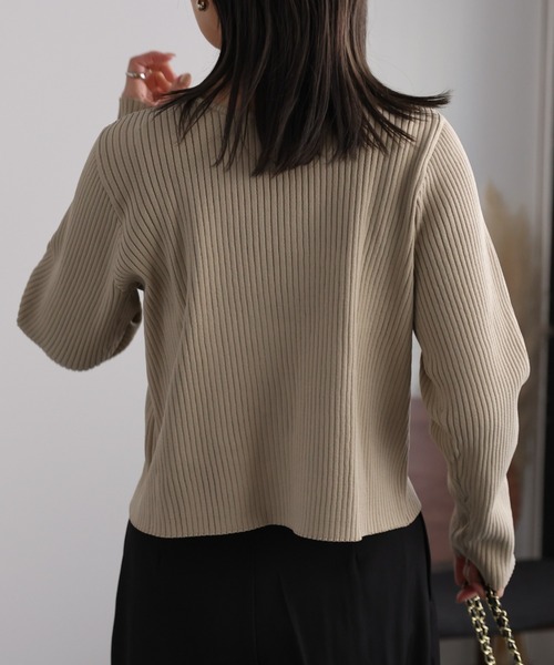 「ap retro」 ニットカーディガン FREE チャコールグレー レディース_画像7