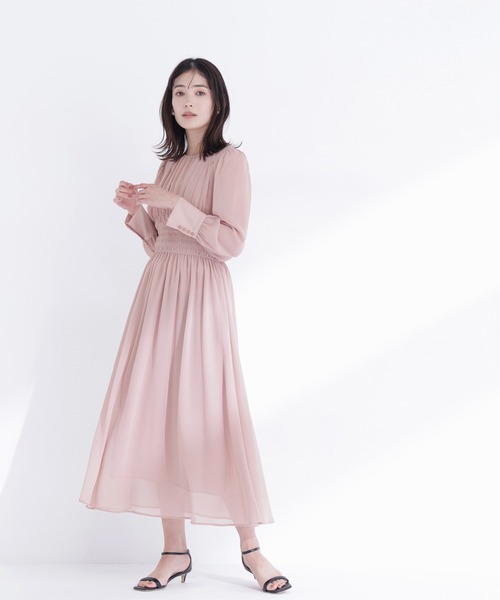 アナイ オジヤ楊柳シャーリング ワンピース くすみブルー 36 NATURAL BEAUTY BASIC（ナチュラルビューティーベーシック