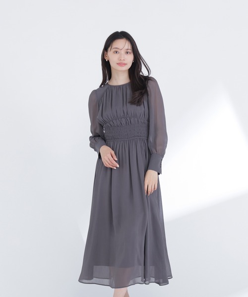 アナイ オジヤ楊柳シャーリング ワンピース くすみブルー 36 NATURAL BEAUTY BASIC（ナチュラルビューティーベーシック