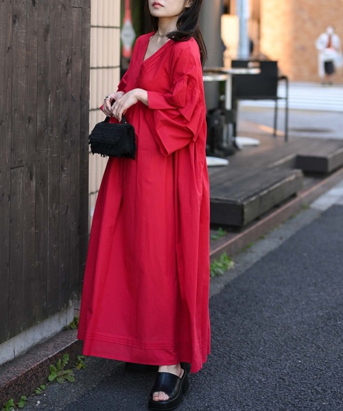＆HALF ワンピース 「indian Cotton Collection」インド綿Vネック