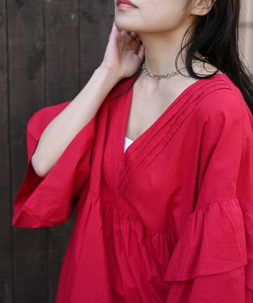 ＆HALF ワンピース 「indian Cotton Collection」インド綿Vネック
