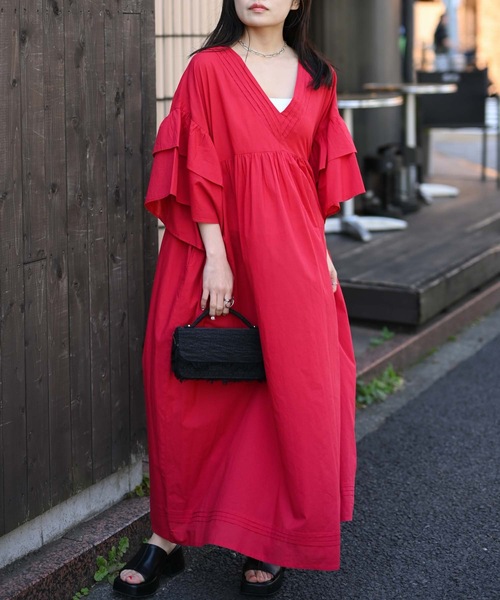 ＆HALF ワンピース 「indian Cotton Collection」インド綿Vネック