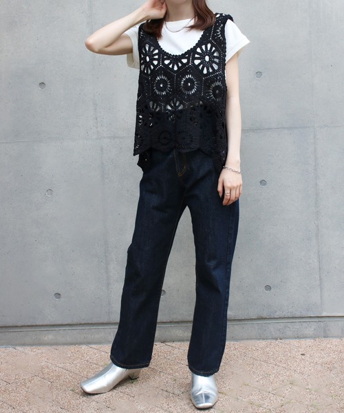 NYLAUS（ナイラス） ベスト ジレ 「SG」クロシェ編みベスト かぎ針