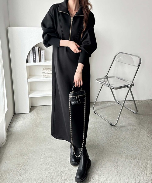 「GeeRA」 長袖ワンピース MEDIUM チャコール レディース_画像2