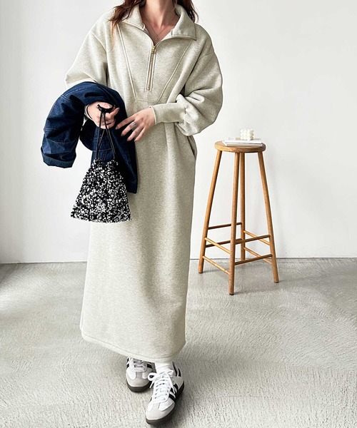 「GeeRA」 長袖ワンピース MEDIUM チャコール レディース_画像6