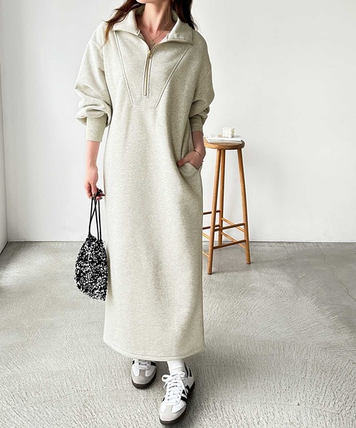 「GeeRA」 長袖ワンピース MEDIUM チャコール レディース_画像7