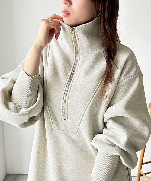 「GeeRA」 長袖ワンピース MEDIUM チャコール レディース_画像8