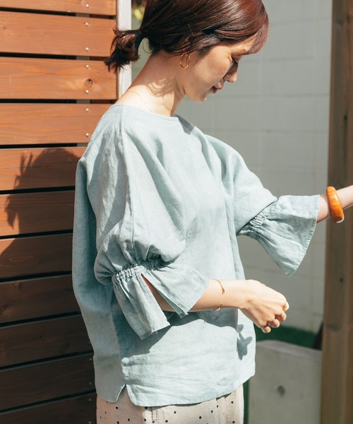 「URBAN RESEARCH DOORS」 長袖ブラウス MEDIUM ミント レディース_画像3