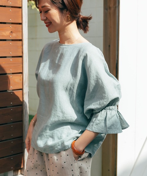 「URBAN RESEARCH DOORS」 長袖ブラウス MEDIUM ミント レディース_画像5