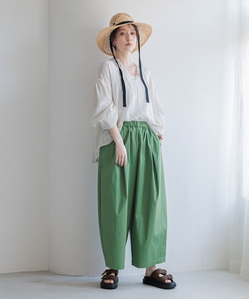パンツ 軽らくタックギャザーパンツ「プチ・プラスサイズあり」 レディースの画像
