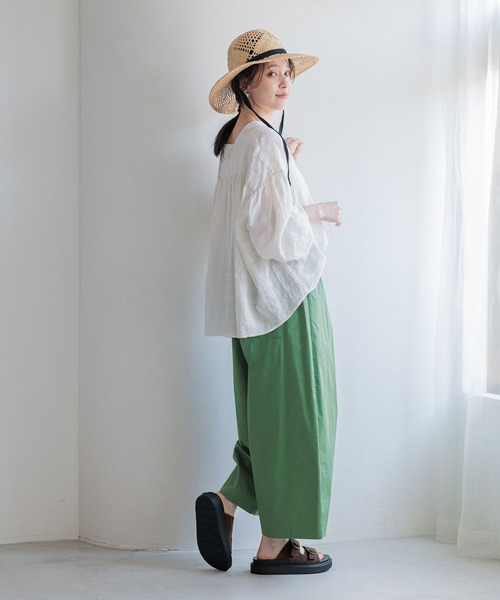 パンツ 軽らくタックギャザーパンツ「プチ・プラスサイズあり」 レディースの画像