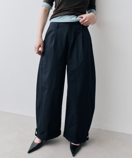 HANNE ワイドパンツ パンツ ロールアップタックワイドパンツ