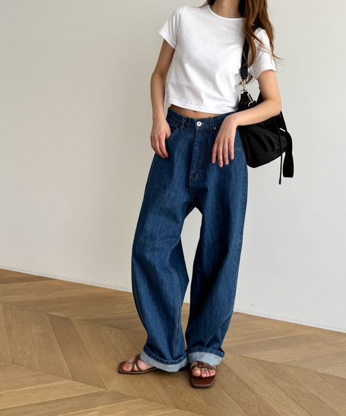 「CANAL JEAN」 半袖Tシャツ ONE SIZE ブラック レディース_画像4