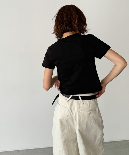 「CANAL JEAN」 半袖Tシャツ ONE SIZE ブラック レディース_画像6