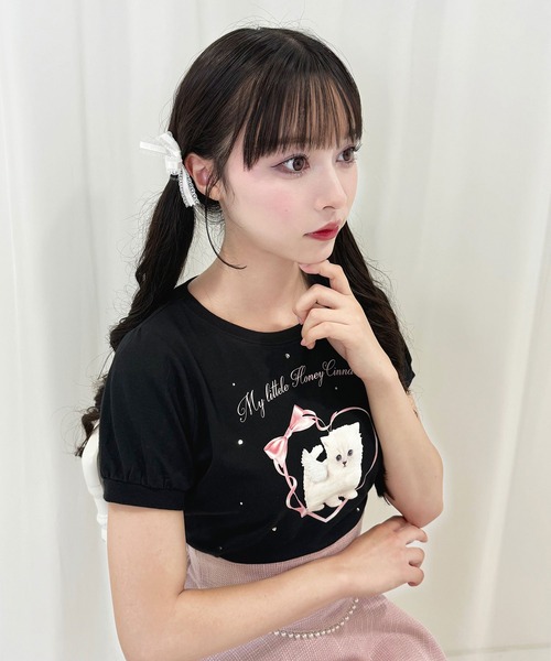「Honey Cinnamon」 半袖Tシャツ FREE ブラック レディース_画像7