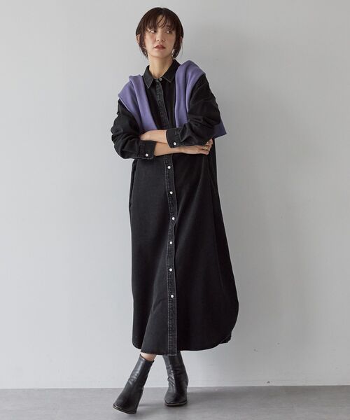 「AMERICAN HOLIC」 シャツワンピース M インディゴブルー レディース_画像2