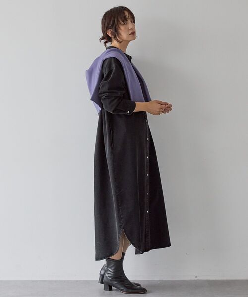 「AMERICAN HOLIC」 シャツワンピース M インディゴブルー レディース_画像3