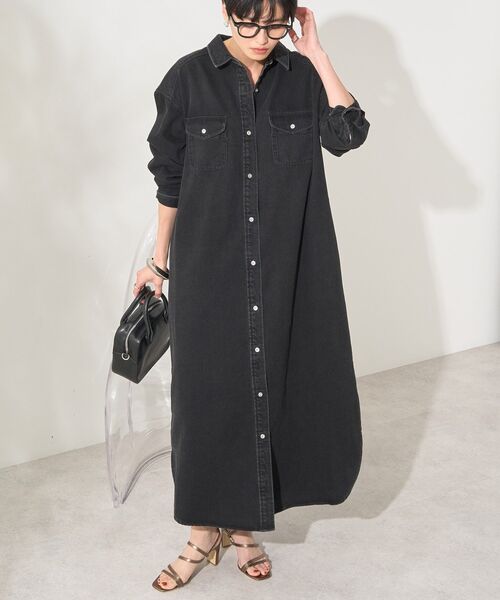 「AMERICAN HOLIC」 シャツワンピース M インディゴブルー レディース_画像8