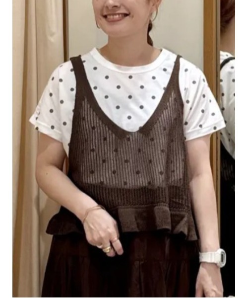 ドット柄 半袖Tシャツ レディース M Samansa Mos2（サマンサモスモス） tシャツ 半袖 「オーガニック