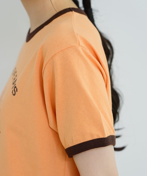 「eLur」 半袖Tシャツ FREE オレンジ レディース_画像6