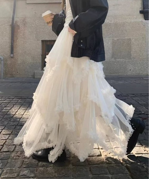 「Achic」 ロングスカート M ホワイト レディース_画像5