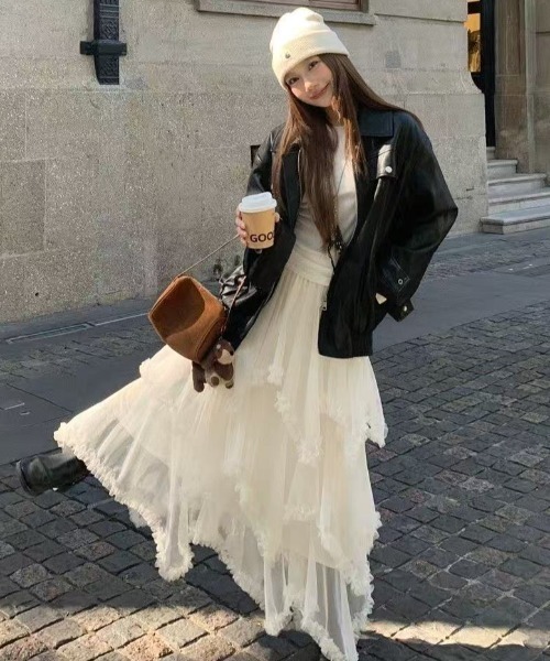 「Achic」 ロングスカート M ホワイト レディース_画像7