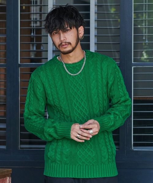 み*き様 STONE  ネイビー 長袖ニットセーター Vicci（ビッチ） セーター ニット 「vicci/ヴィッチ」ケーブル編み