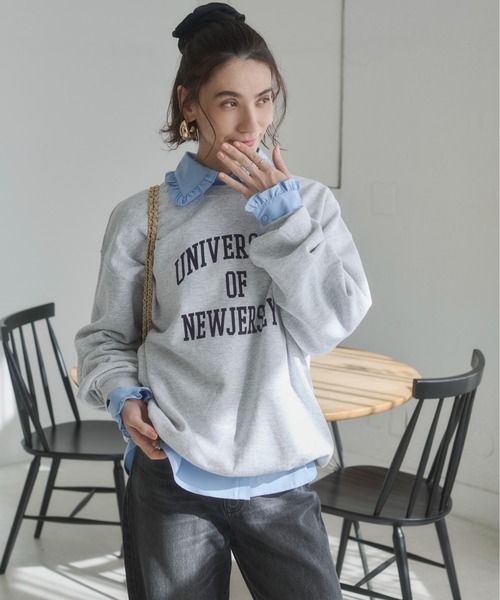 ANGIE トレーナー スウェット GILDAN カレッジロゴ オーバーサイズ