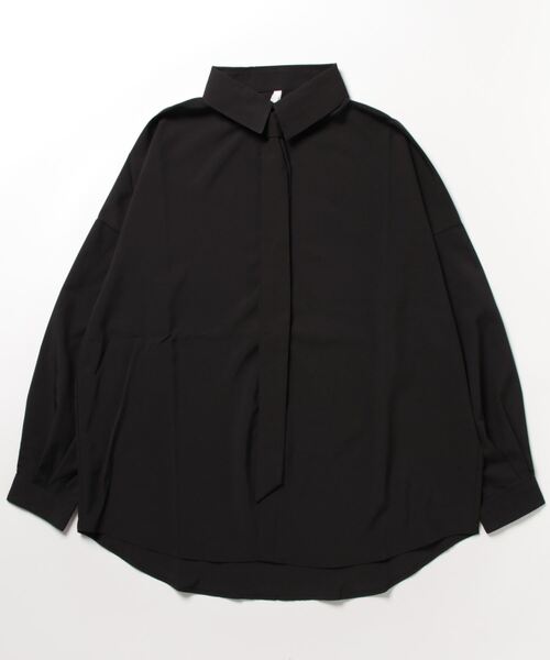 おしゃれスタ シャツ ポリストレッチネクタイ付きビッグ