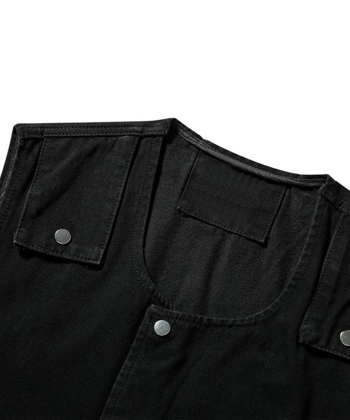 美品 HYKE  アシンメトリートップス　ベスト 黒 FAUX LEATHER ASYMMETRIC TOP-フェイクレザーアシンメトリックトップ