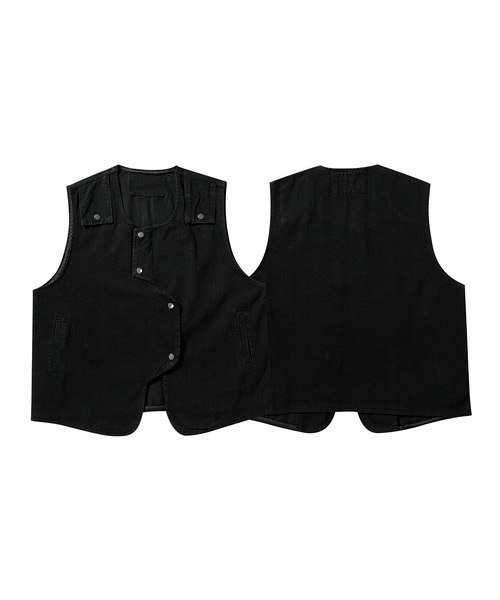 ベスト ジレ 「HOOK」アシンメトリーワークベスト メンズ レディース